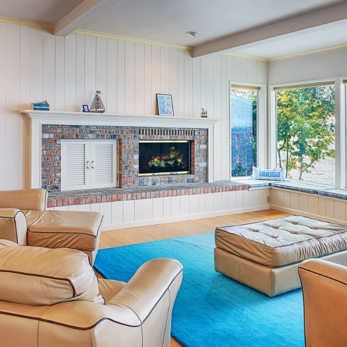 A light-filled room in a newer rental home